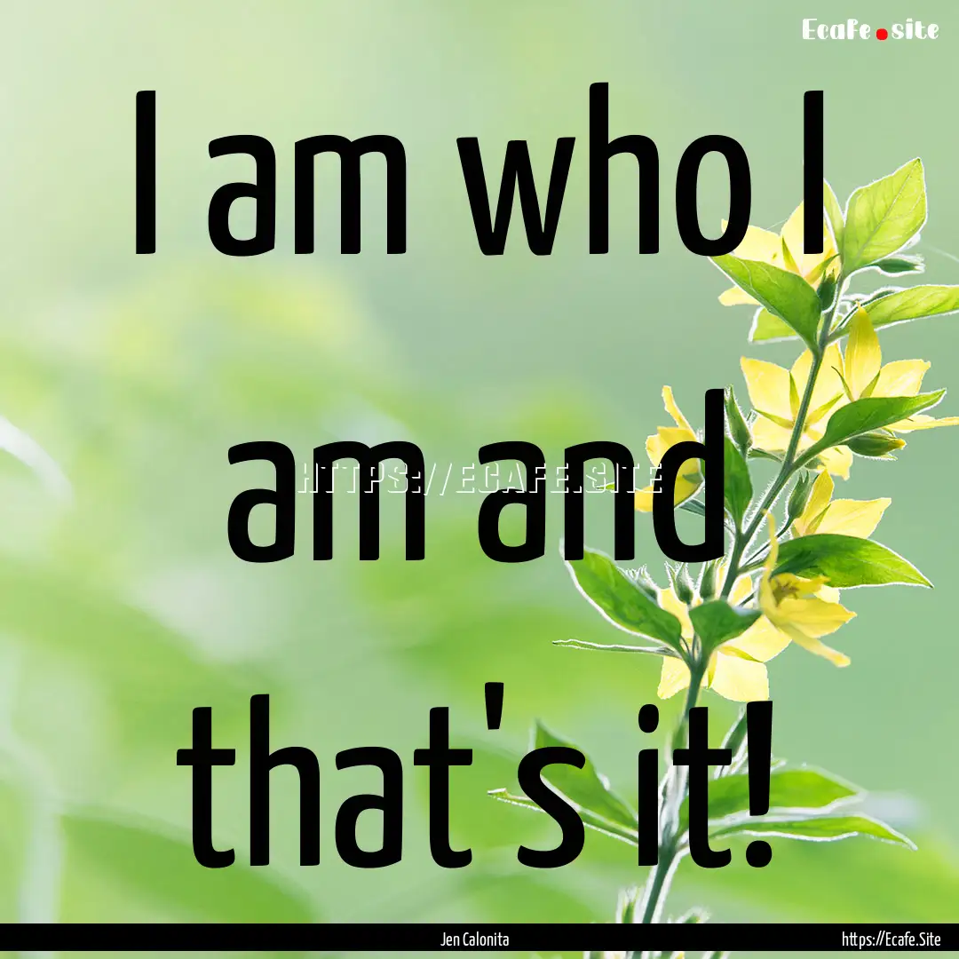 I am who I am and that's it! : Quote by Jen Calonita