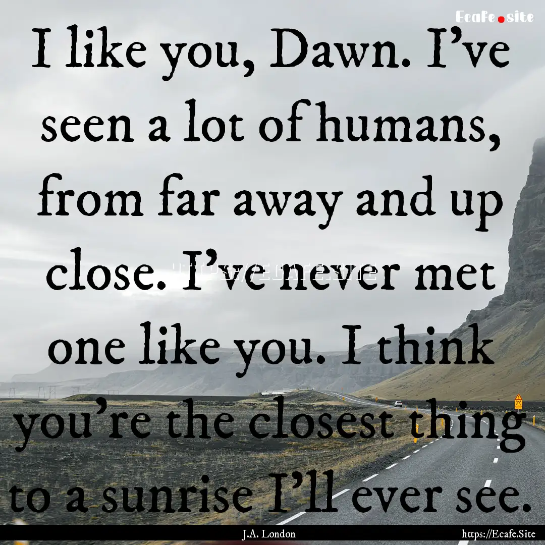 I like you, Dawn. I've seen a lot of humans,.... : Quote by J.A. London