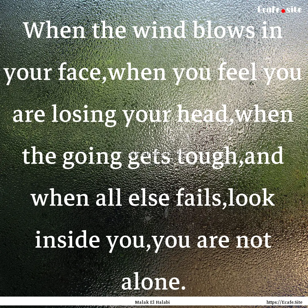 When the wind blows in your face,when you.... : Quote by Malak El Halabi