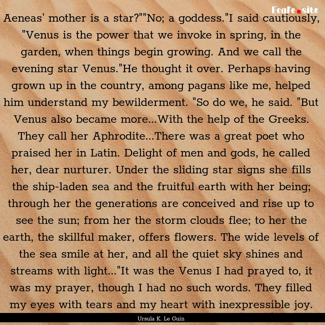 Aeneas' mother is a star?