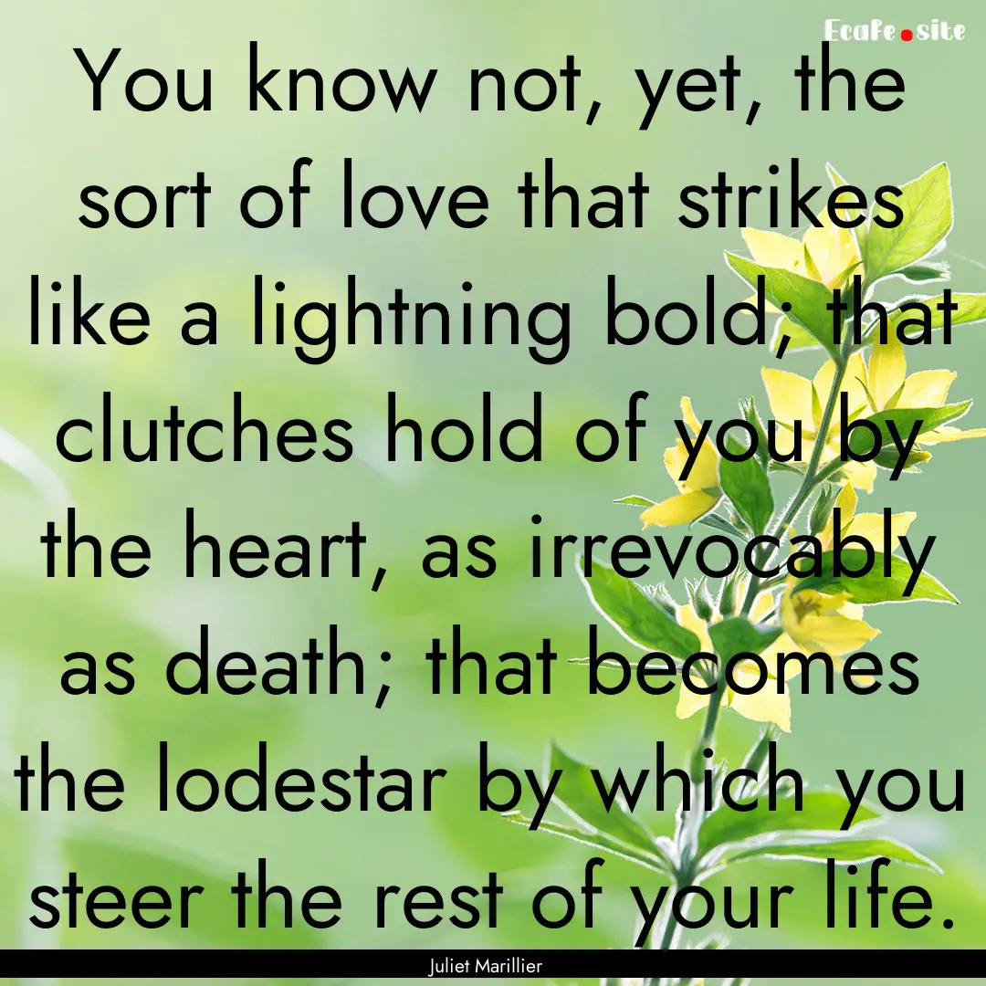 You know not, yet, the sort of love that.... : Quote by Juliet Marillier