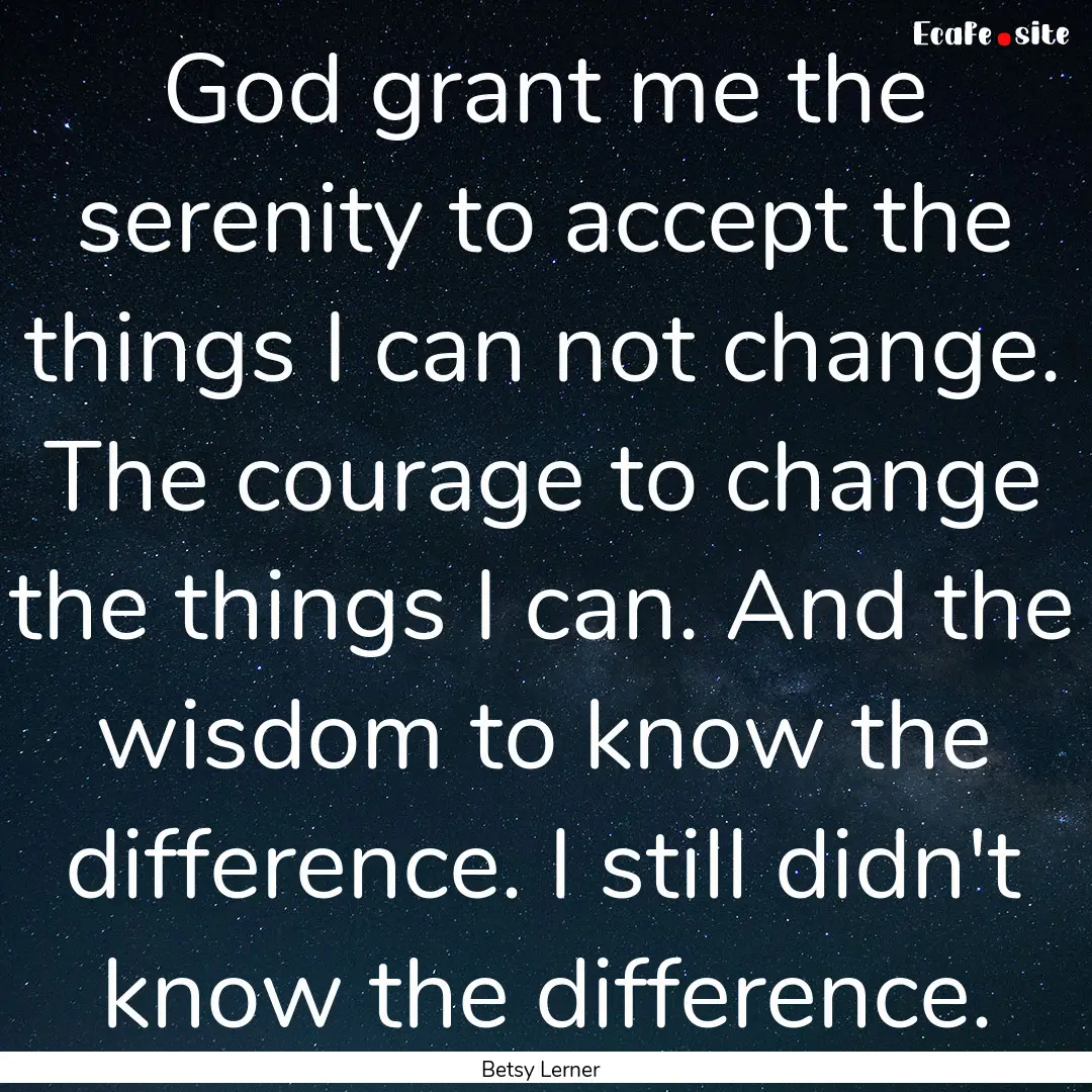 God grant me the serenity to accept the things.... : Quote by Betsy Lerner