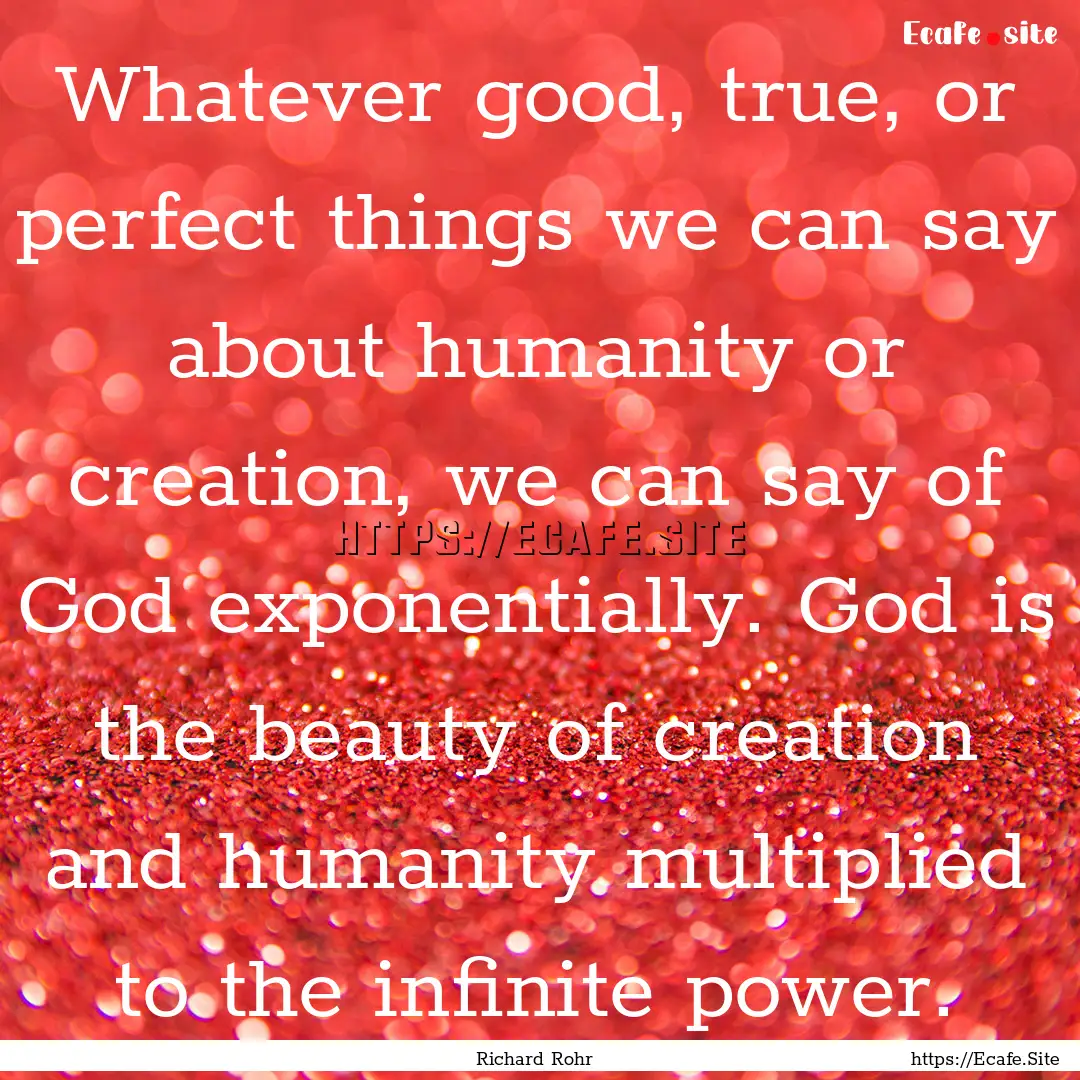 Whatever good, true, or perfect things we.... : Quote by Richard Rohr