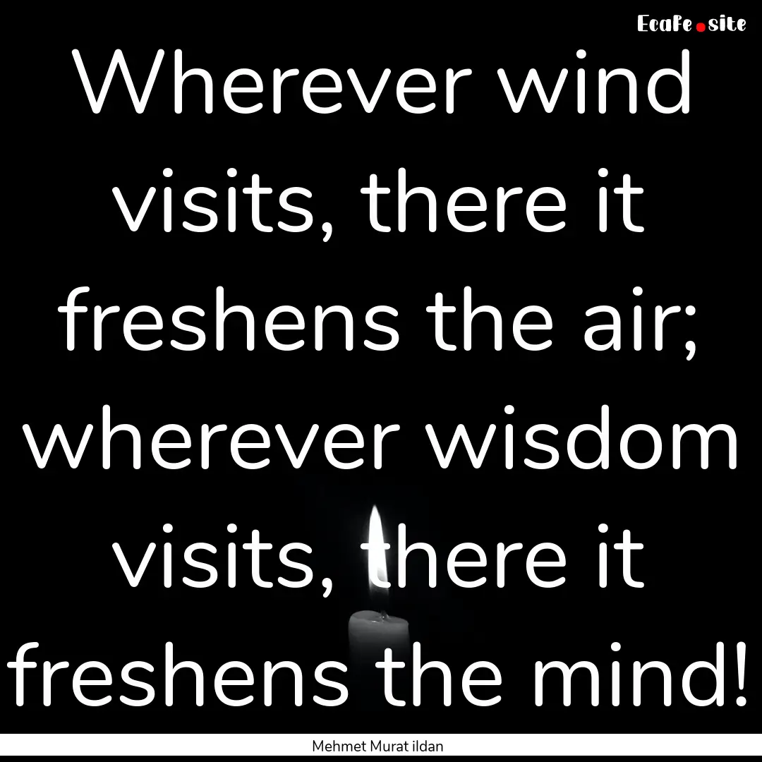 Wherever wind visits, there it freshens the.... : Quote by Mehmet Murat ildan