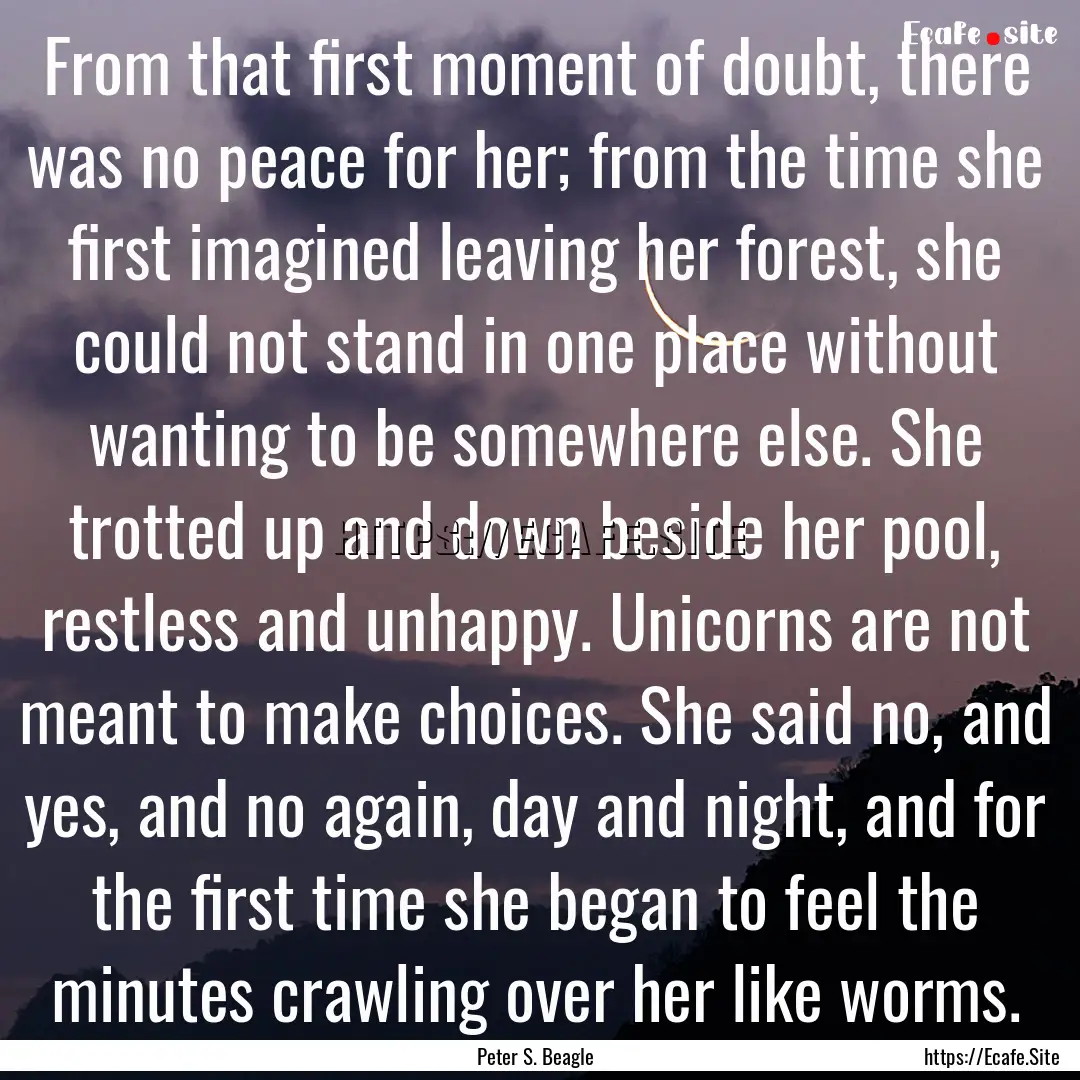 From that first moment of doubt, there was.... : Quote by Peter S. Beagle