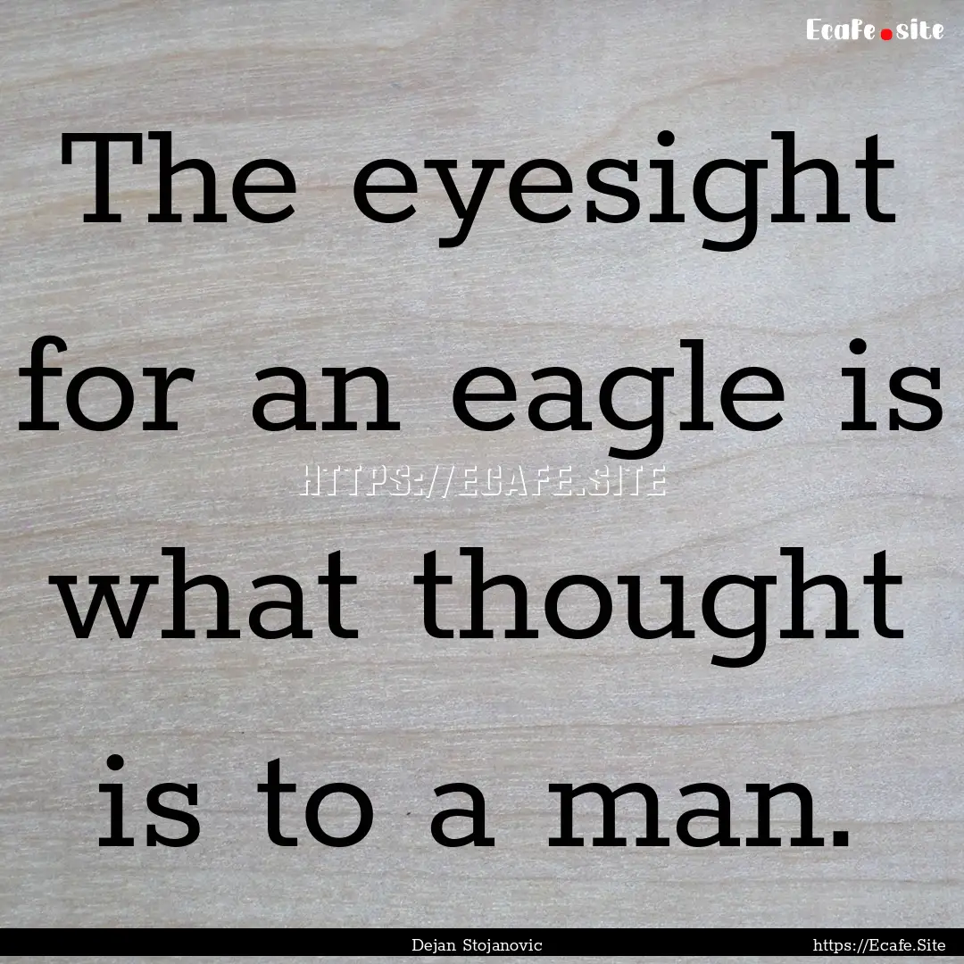 The eyesight for an eagle is what thought.... : Quote by Dejan Stojanovic