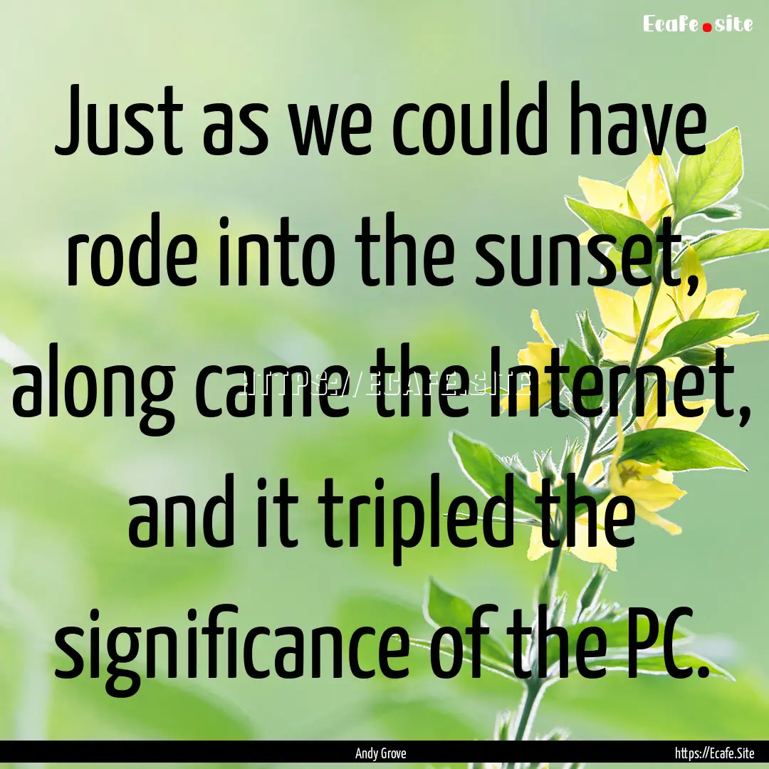 Just as we could have rode into the sunset,.... : Quote by Andy Grove