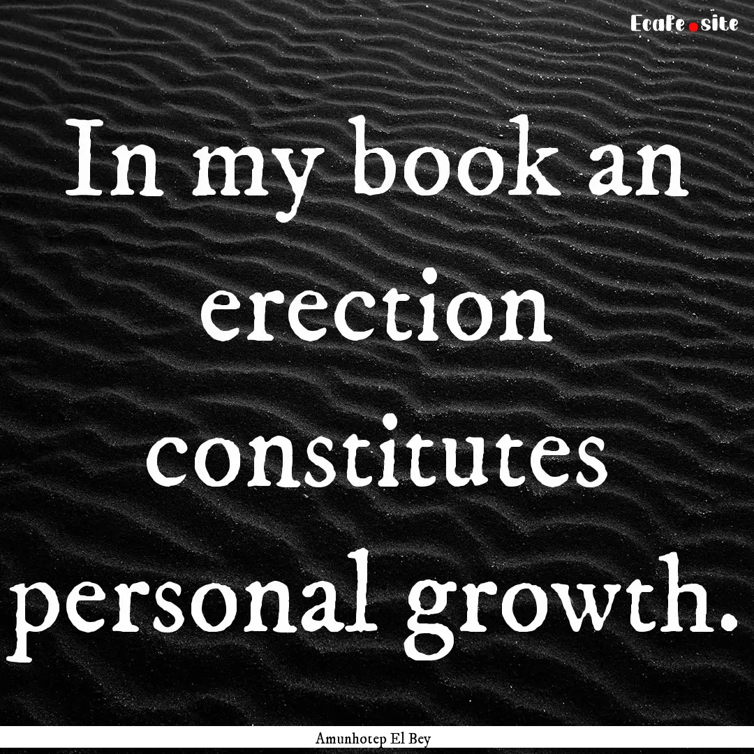 In my book an erection constitutes personal.... : Quote by Amunhotep El Bey