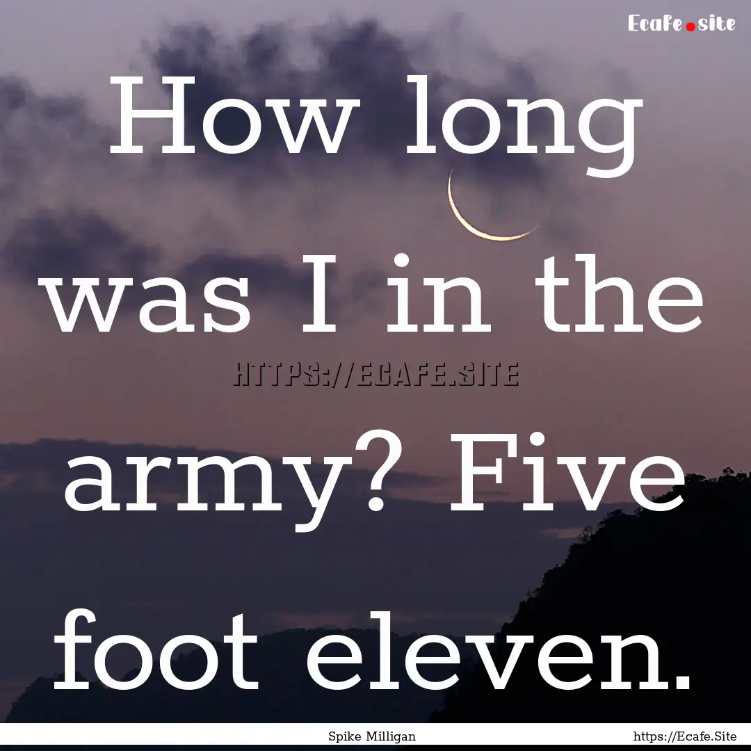 How long was I in the army? Five foot eleven..... : Quote by Spike Milligan