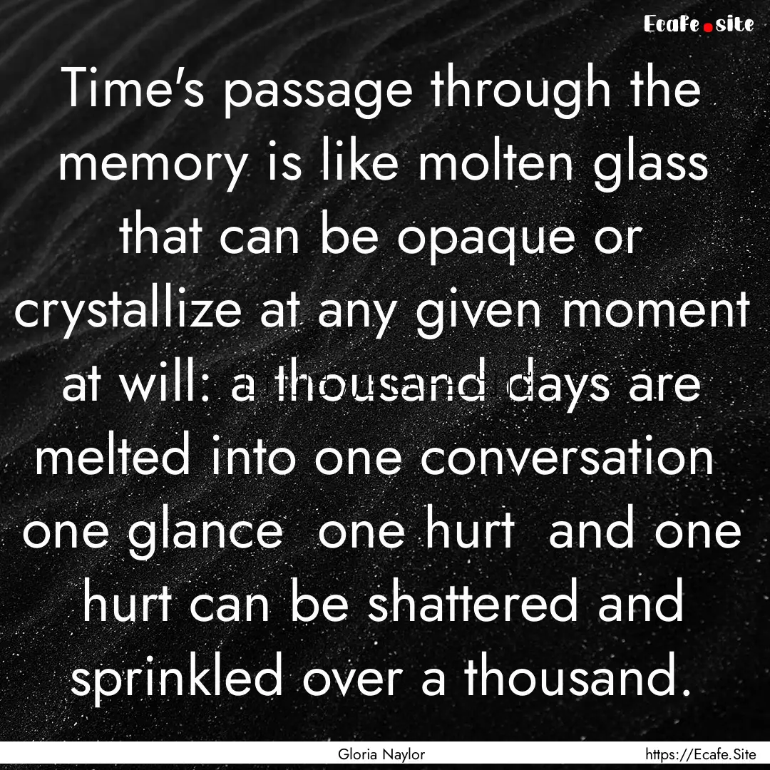 Time's passage through the memory is like.... : Quote by Gloria Naylor