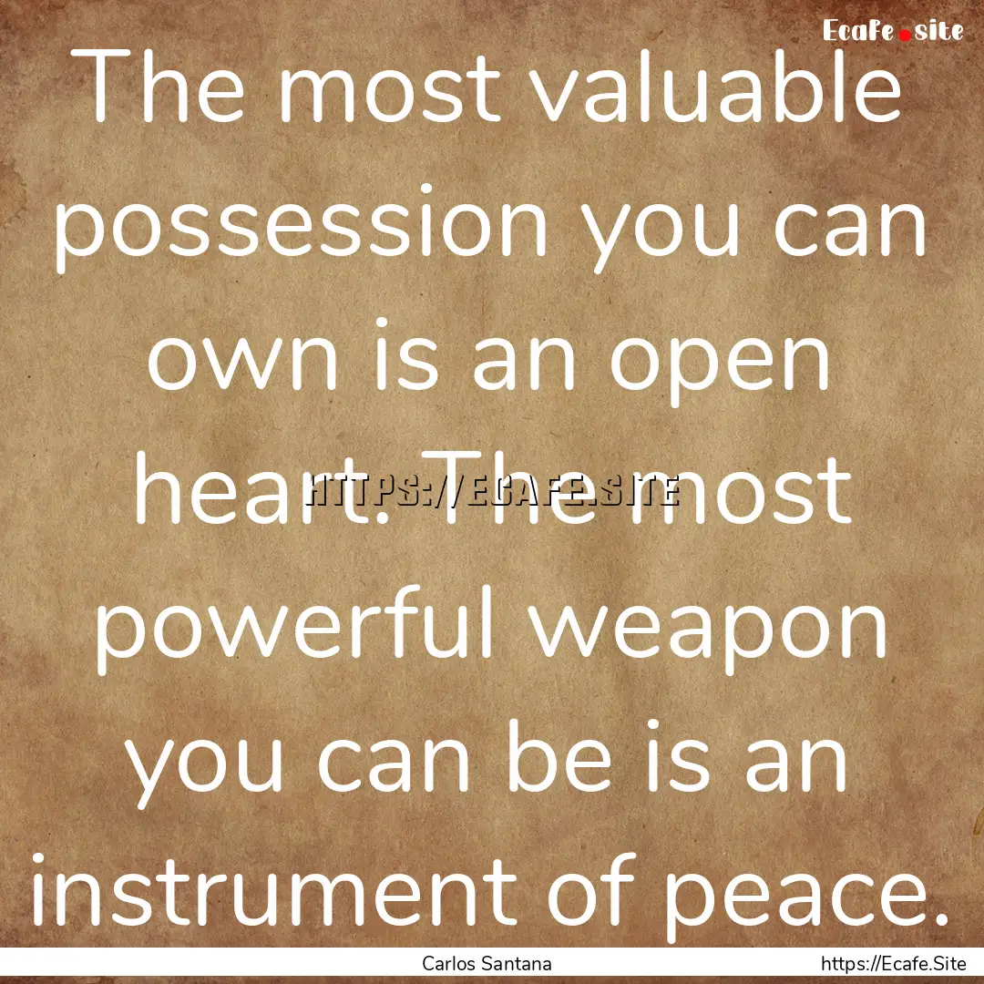 The most valuable possession you can own.... : Quote by Carlos Santana