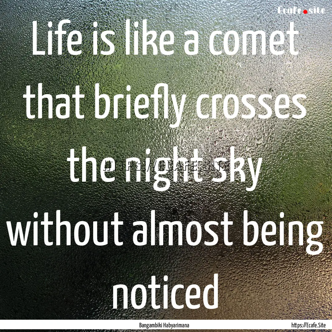 Life is like a comet that briefly crosses.... : Quote by Bangambiki Habyarimana