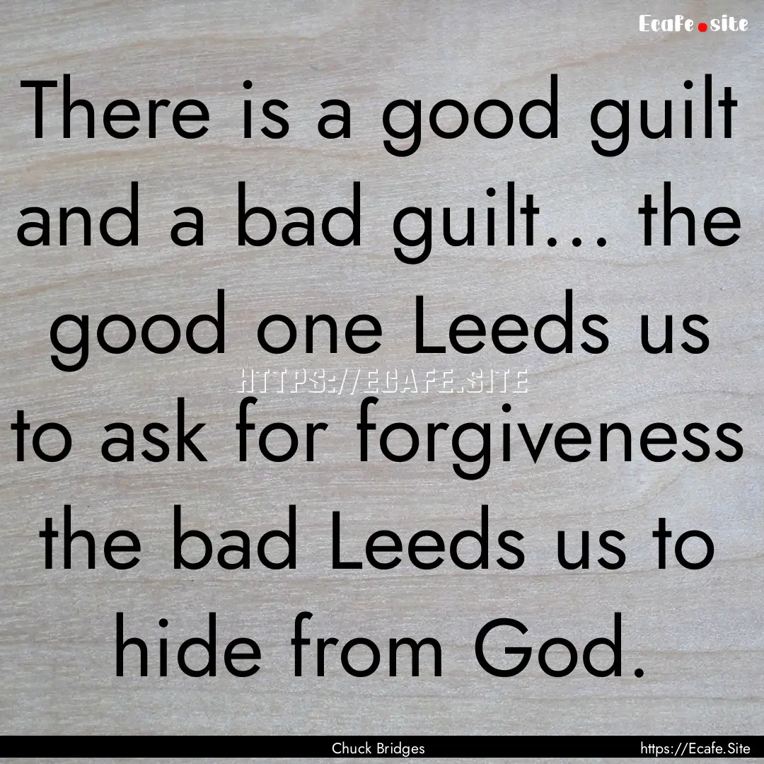 There is a good guilt and a bad guilt....... : Quote by Chuck Bridges