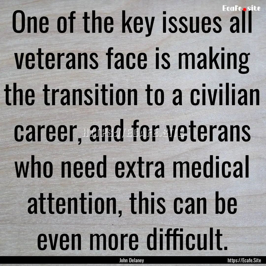 One of the key issues all veterans face is.... : Quote by John Delaney