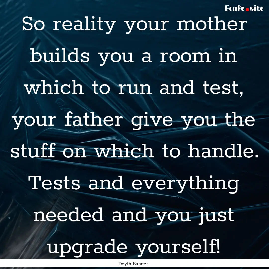 So reality your mother builds you a room.... : Quote by Deyth Banger