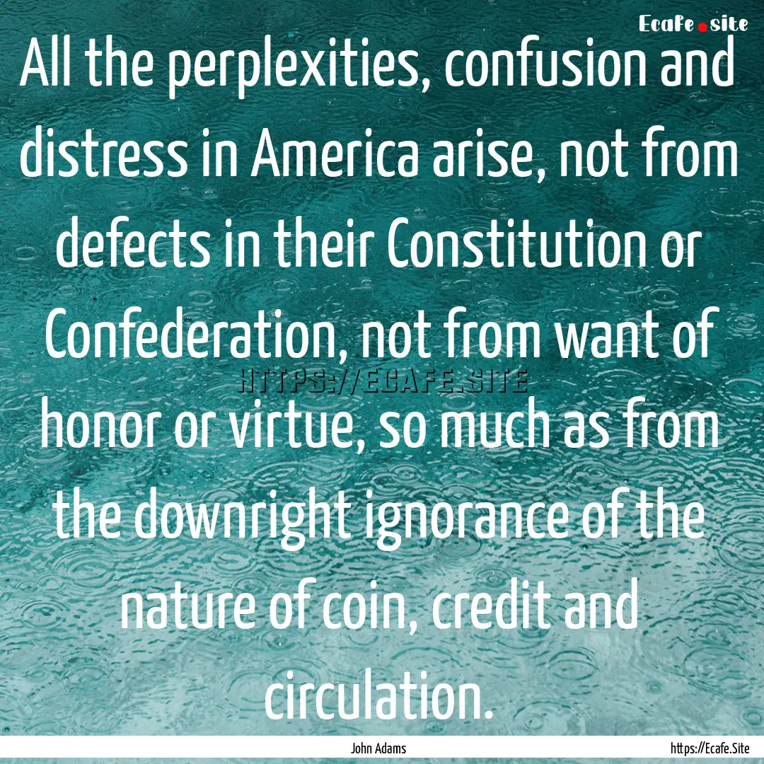 All the perplexities, confusion and distress.... : Quote by John Adams