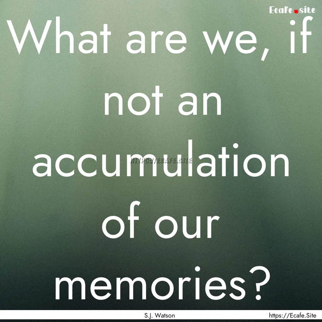 What are we, if not an accumulation of our.... : Quote by S.J. Watson