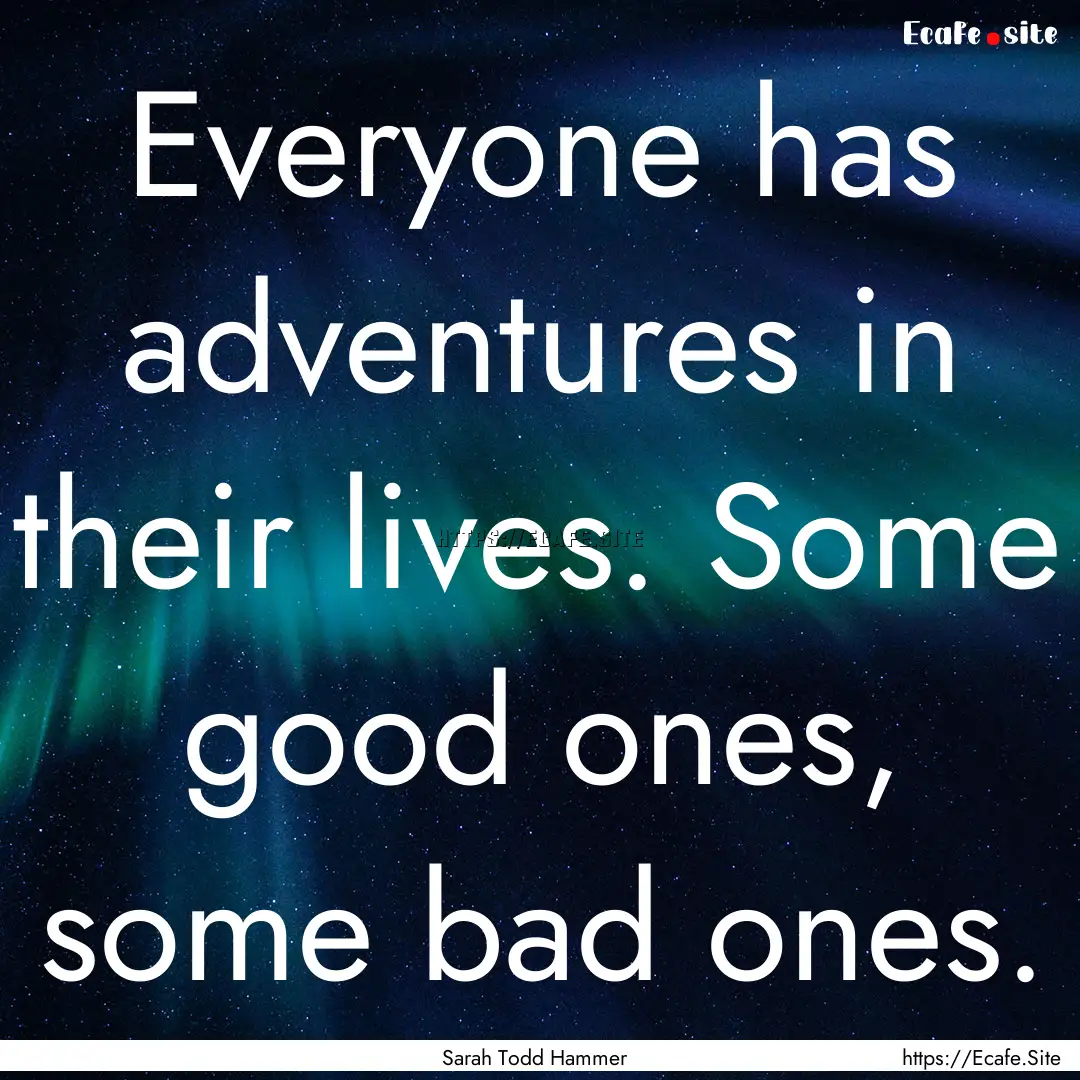 Everyone has adventures in their lives. Some.... : Quote by Sarah Todd Hammer