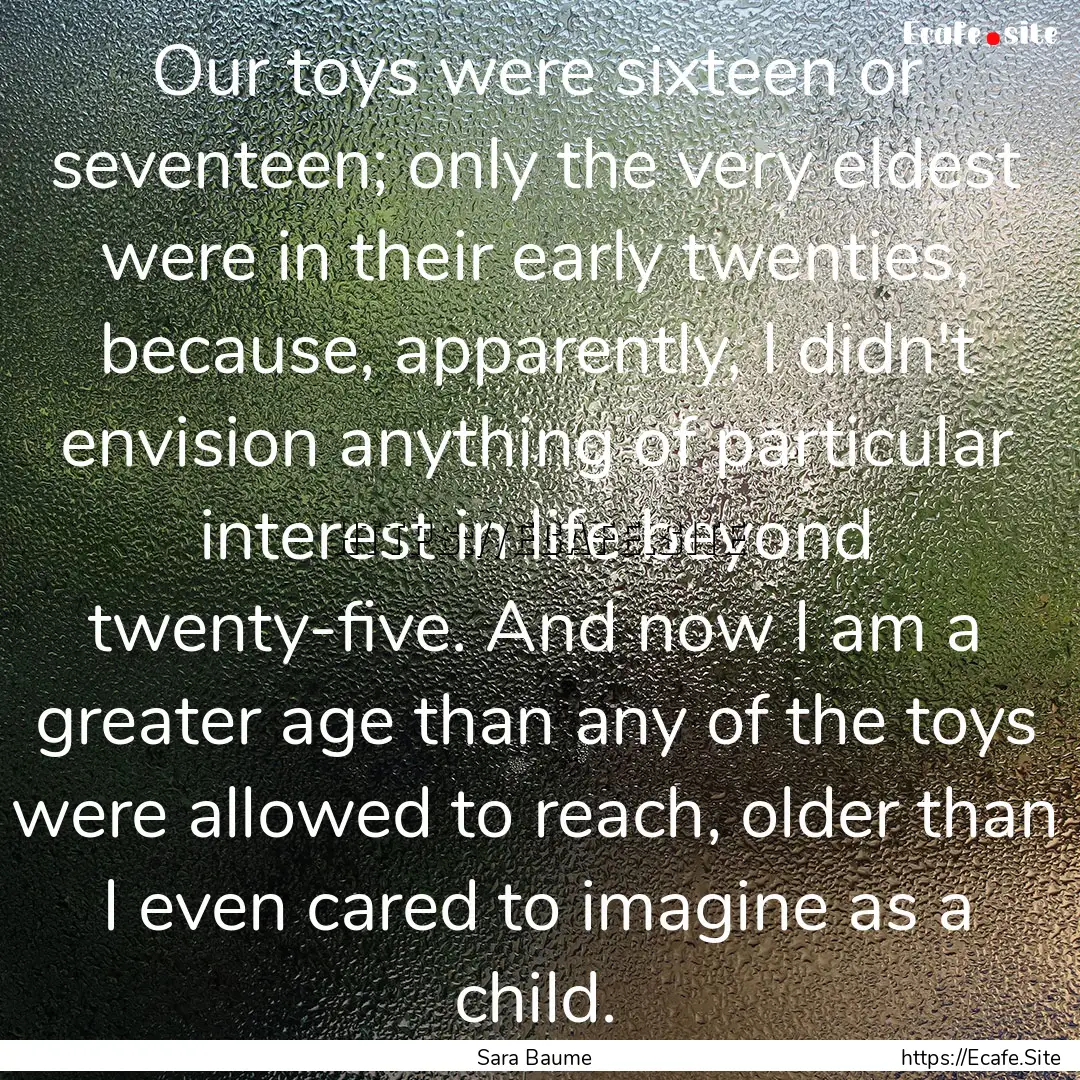 Our toys were sixteen or seventeen; only.... : Quote by Sara Baume