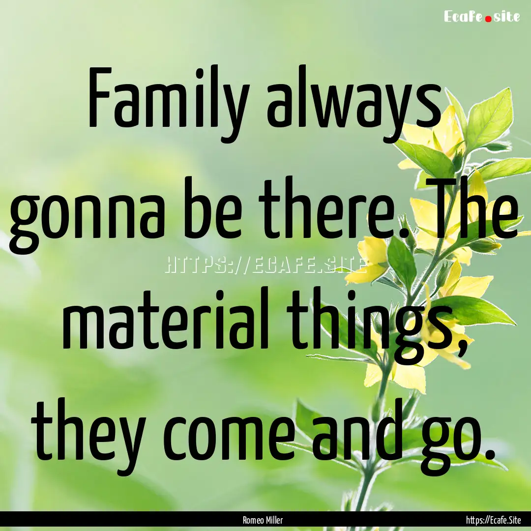 Family always gonna be there. The material.... : Quote by Romeo Miller