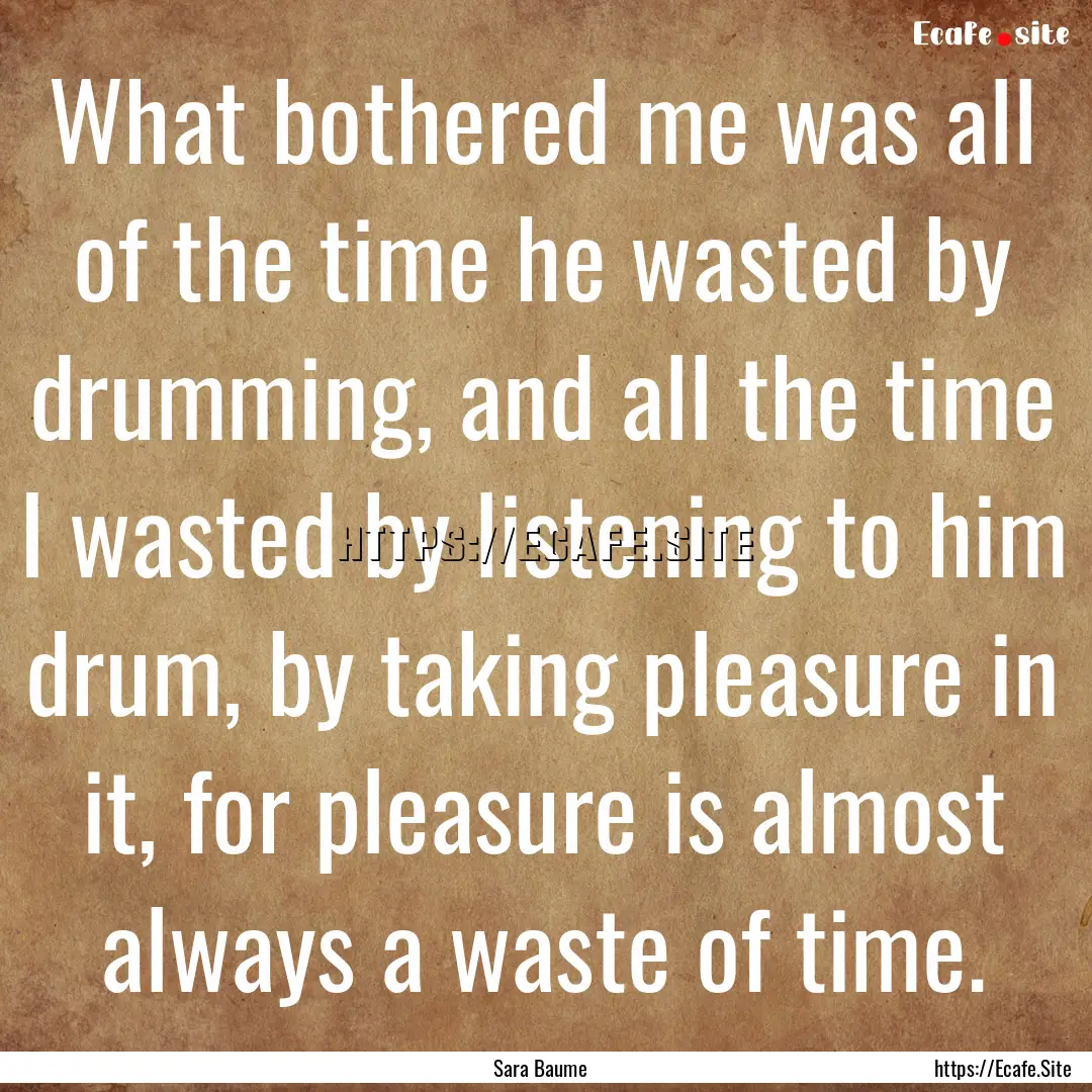 What bothered me was all of the time he wasted.... : Quote by Sara Baume