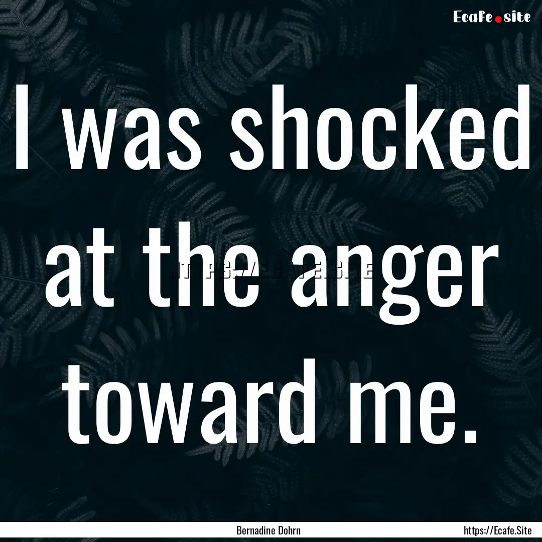 I was shocked at the anger toward me. : Quote by Bernadine Dohrn