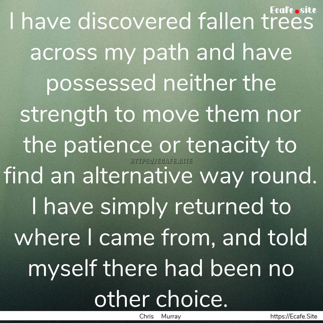 I have discovered fallen trees across my.... : Quote by Chris Murray