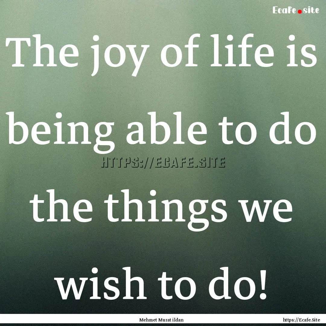 The joy of life is being able to do the things.... : Quote by Mehmet Murat ildan