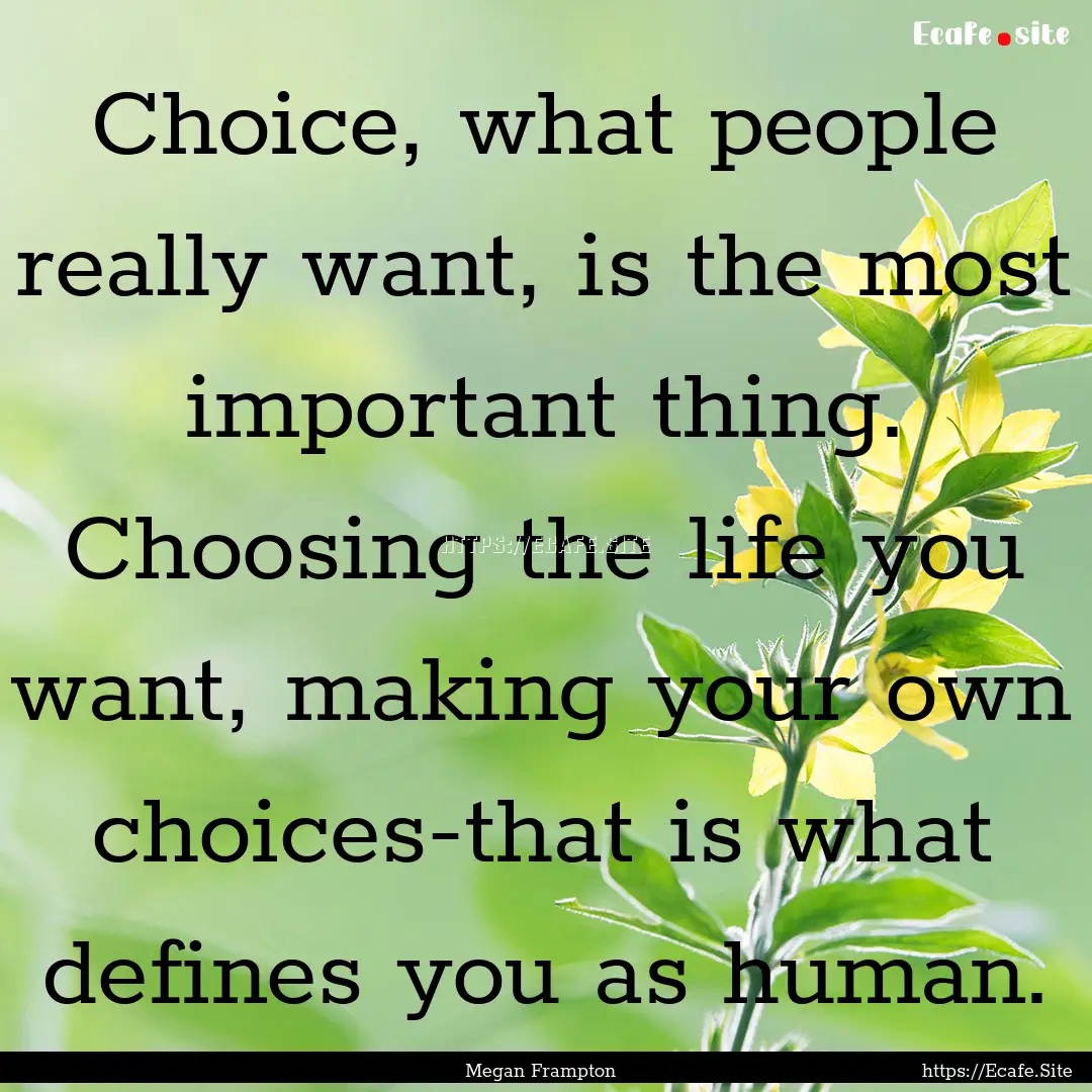 Choice, what people really want, is the most.... : Quote by Megan Frampton