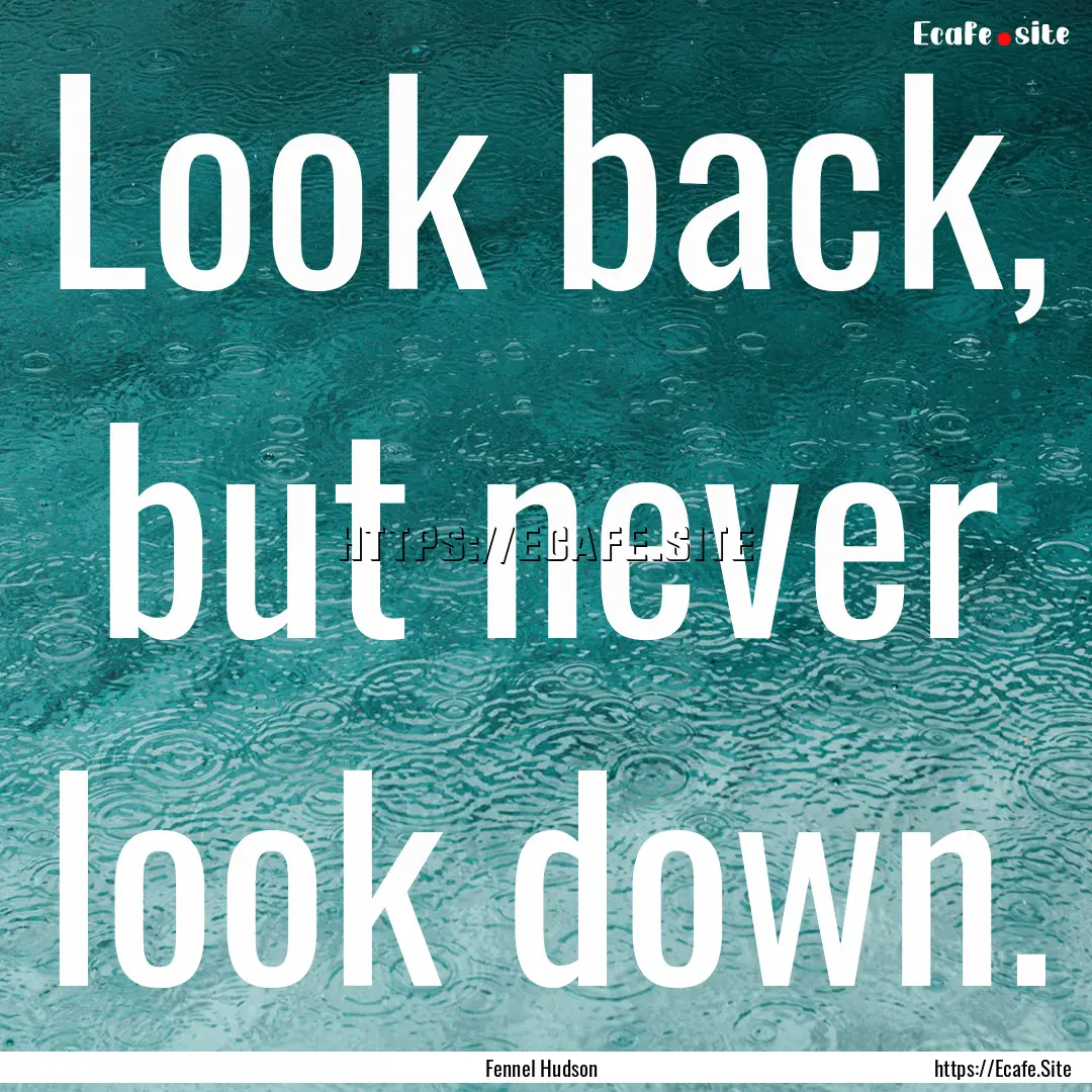 Look back, but never look down. : Quote by Fennel Hudson