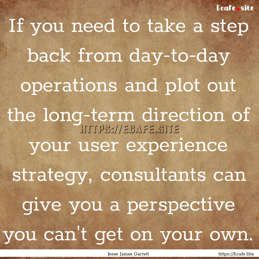 If you need to take a step back from day-to-day.... : Quote by Jesse James Garrett