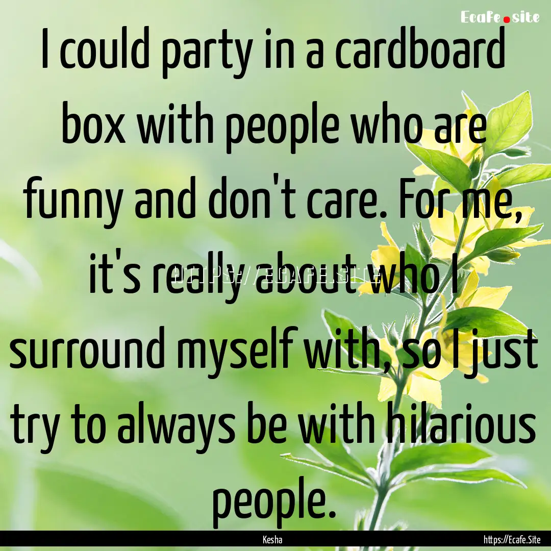 I could party in a cardboard box with people.... : Quote by Kesha