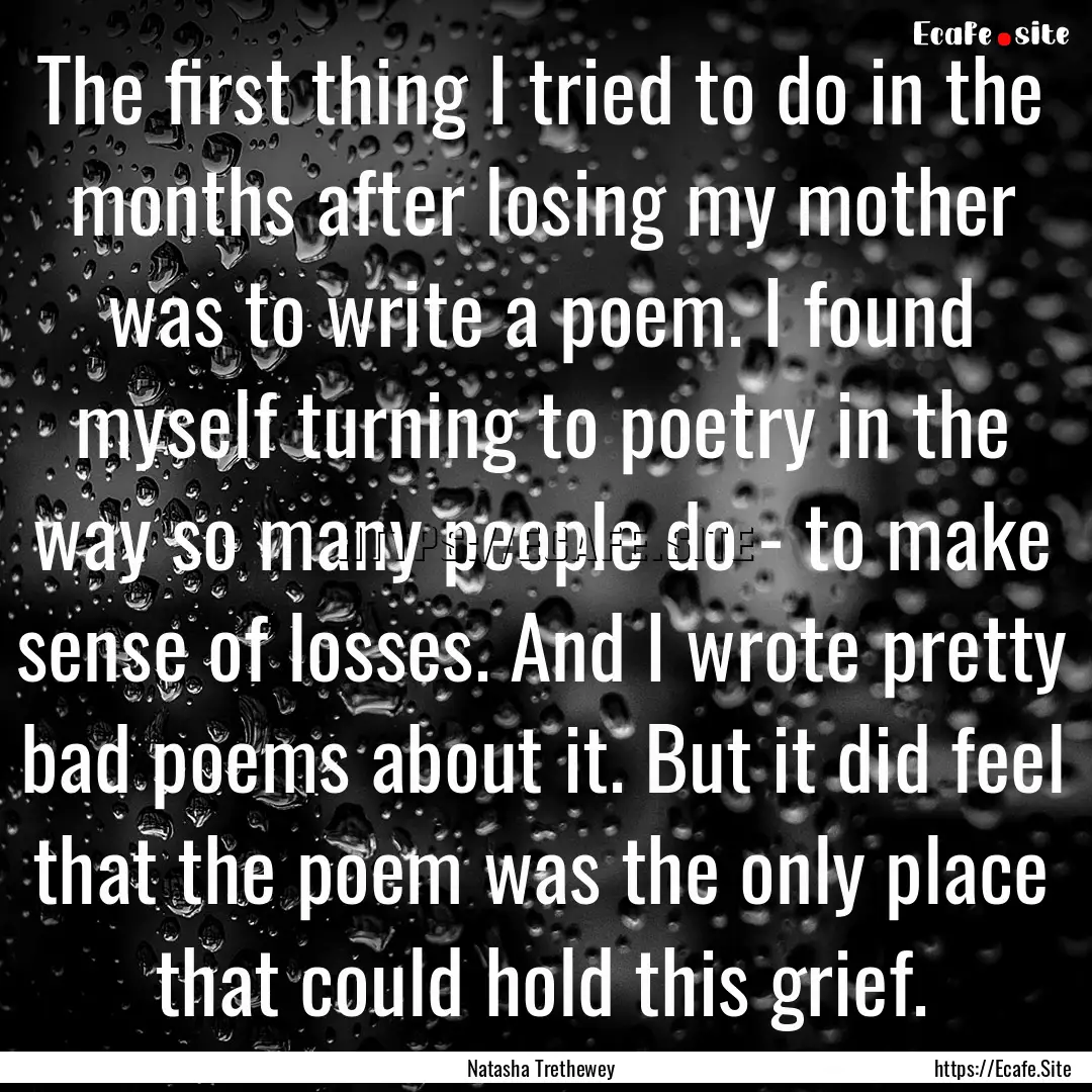 The first thing I tried to do in the months.... : Quote by Natasha Trethewey