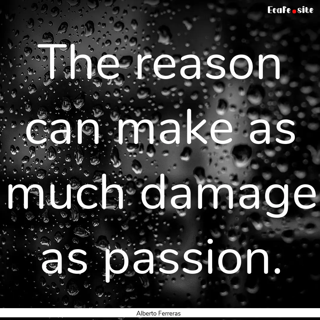 The reason can make as much damage as passion..... : Quote by Alberto Ferreras