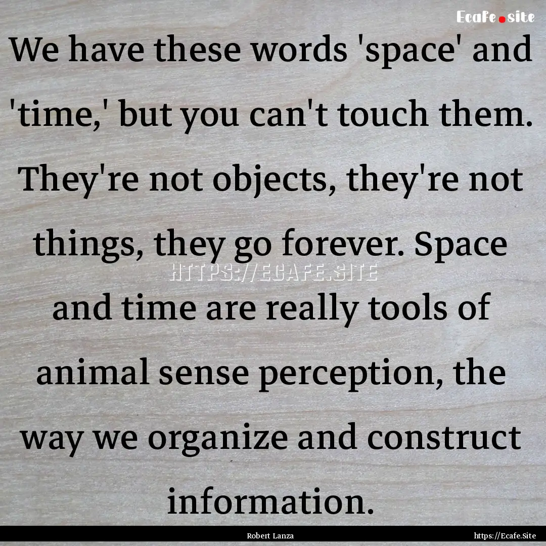 We have these words 'space' and 'time,' but.... : Quote by Robert Lanza