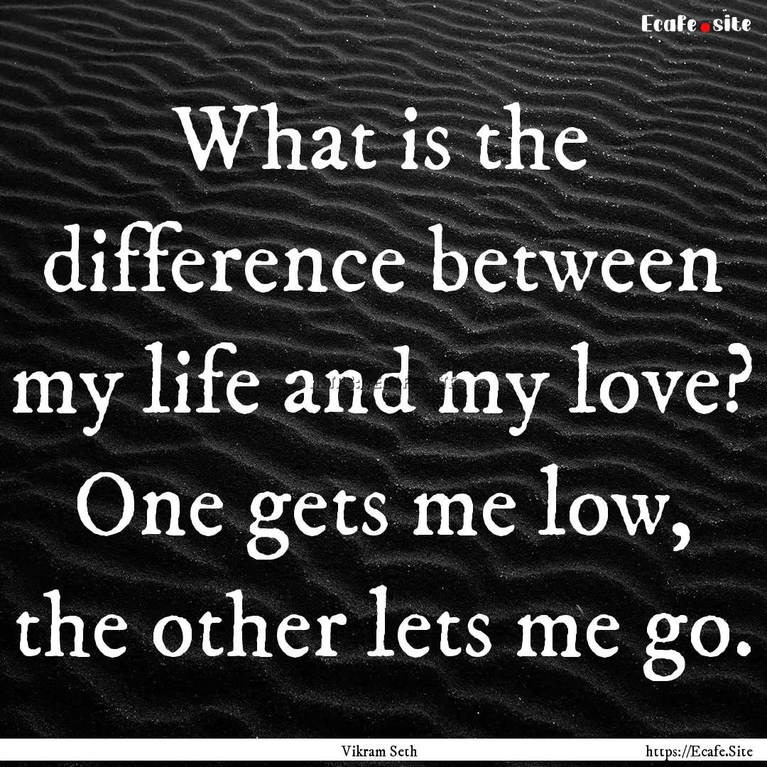 What is the difference between my life and.... : Quote by Vikram Seth