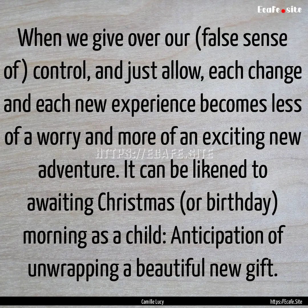 When we give over our (false sense of) control,.... : Quote by Camille Lucy