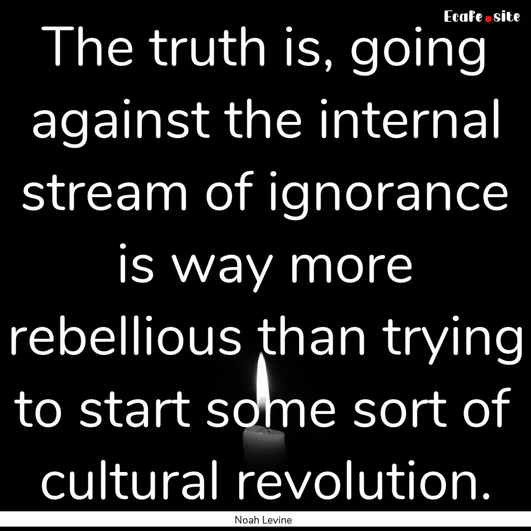 The truth is, going against the internal.... : Quote by Noah Levine