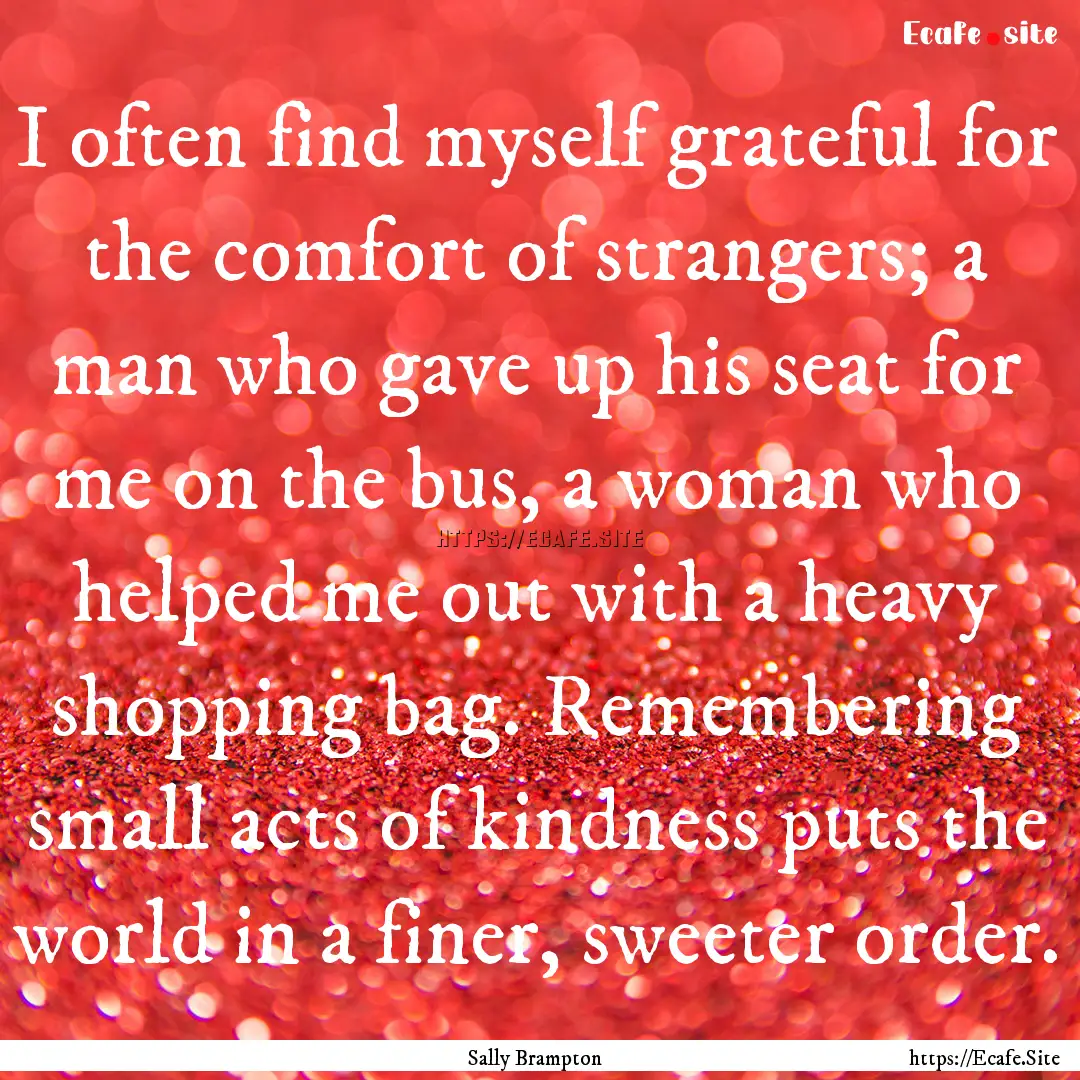 I often find myself grateful for the comfort.... : Quote by Sally Brampton