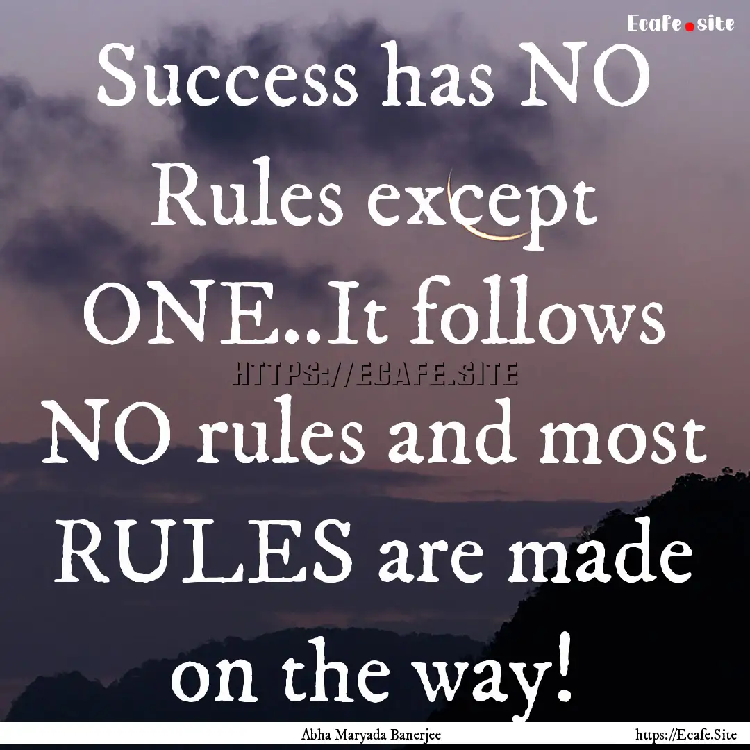 Success has NO Rules except ONE..It follows.... : Quote by Abha Maryada Banerjee