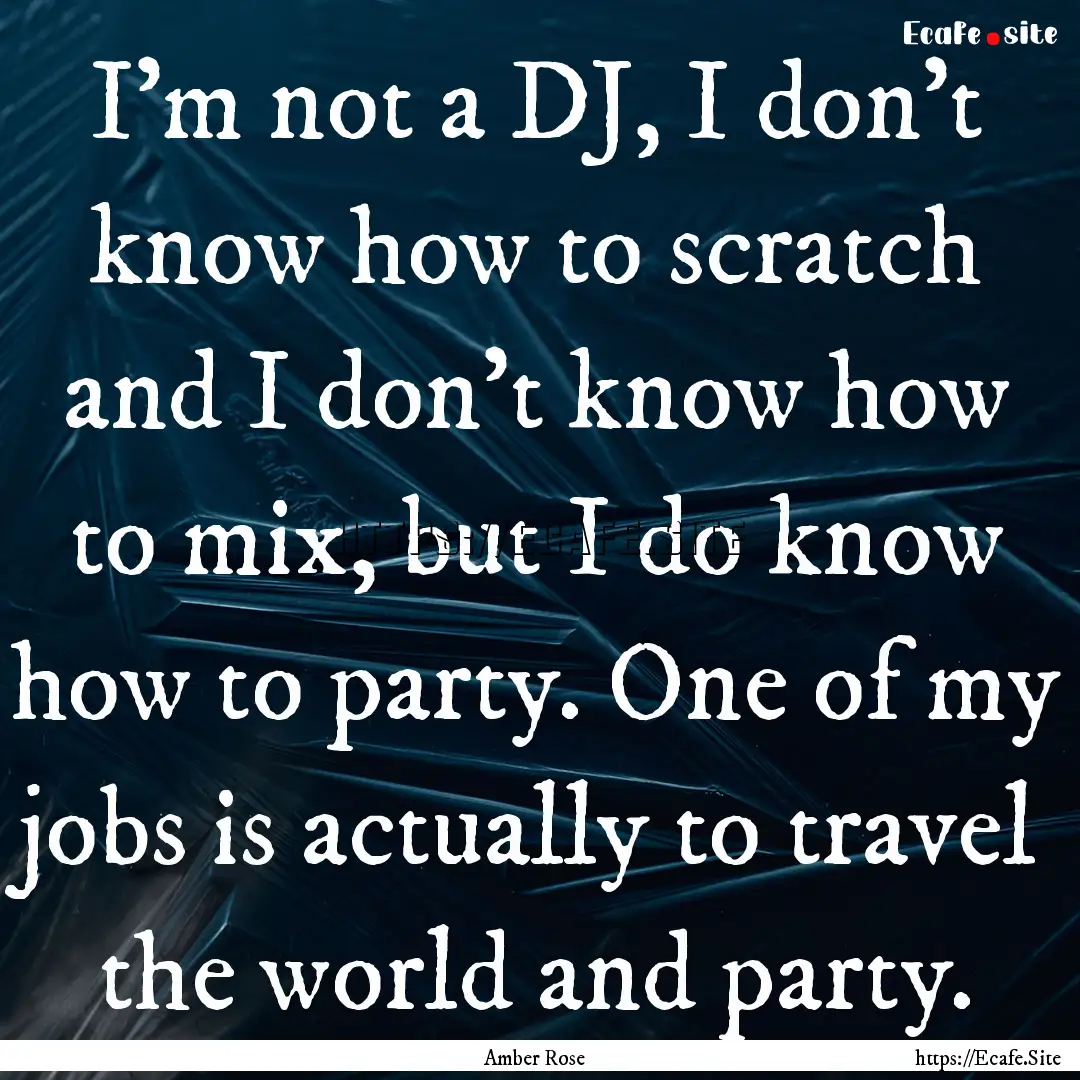 I'm not a DJ, I don't know how to scratch.... : Quote by Amber Rose