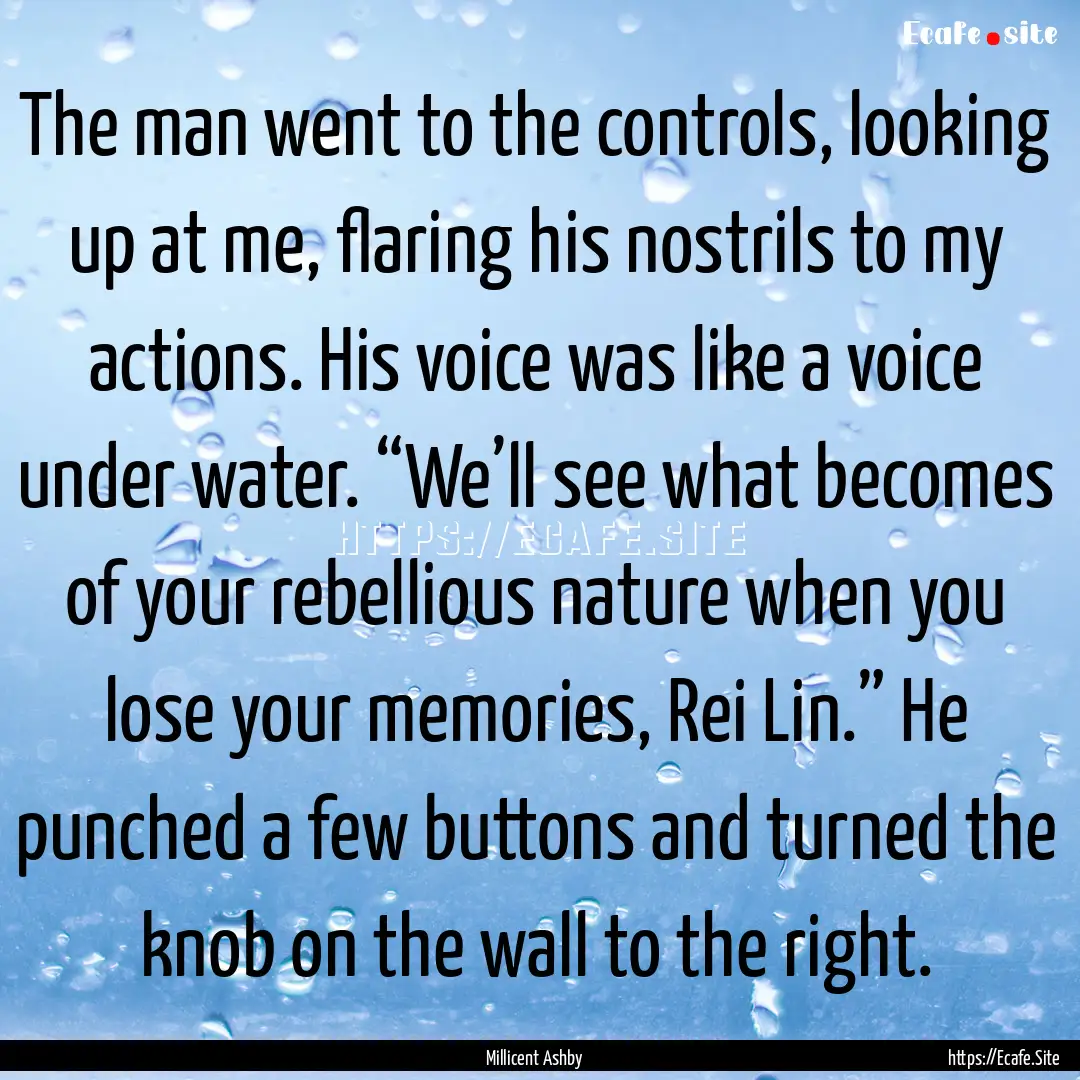 The man went to the controls, looking up.... : Quote by Millicent Ashby