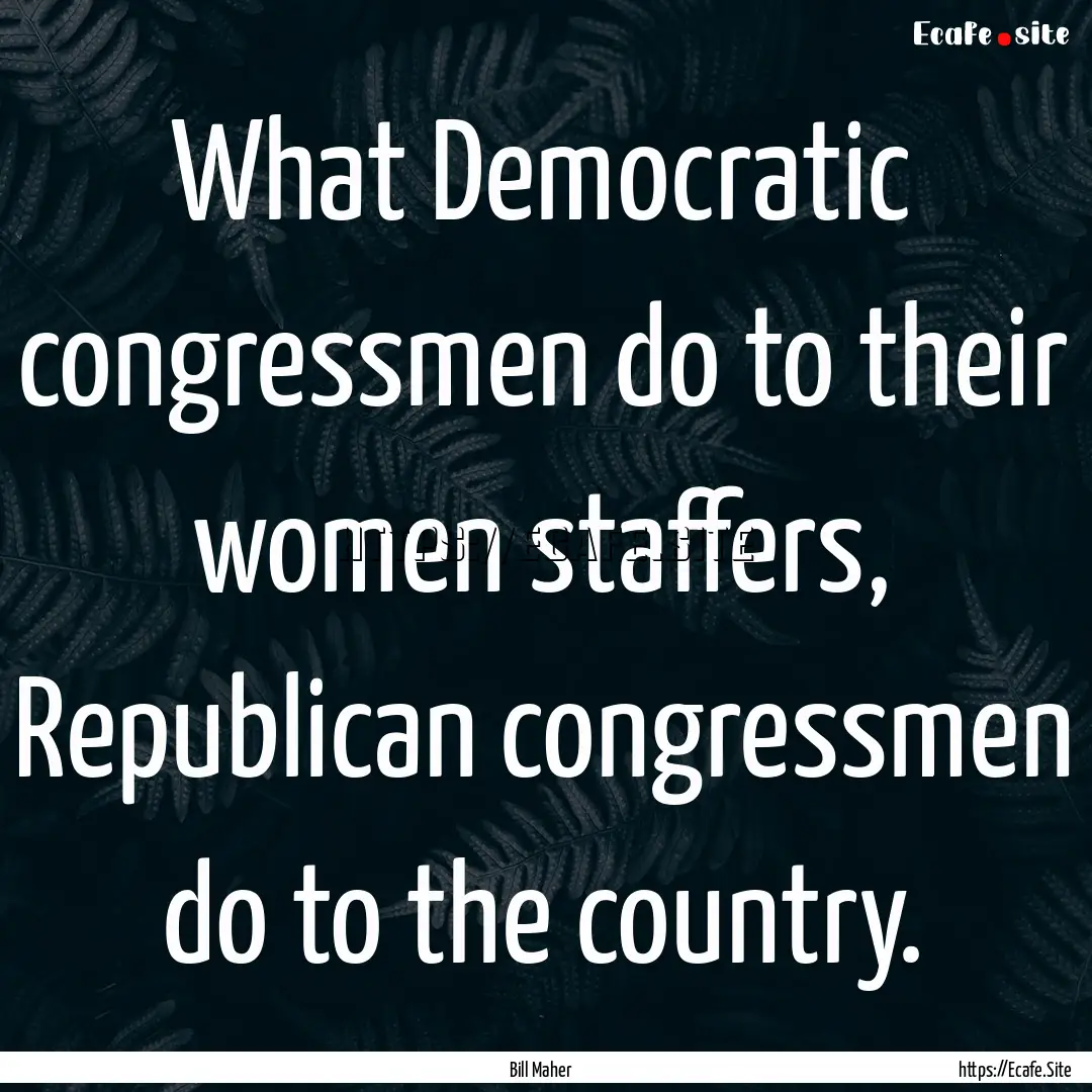 What Democratic congressmen do to their women.... : Quote by Bill Maher