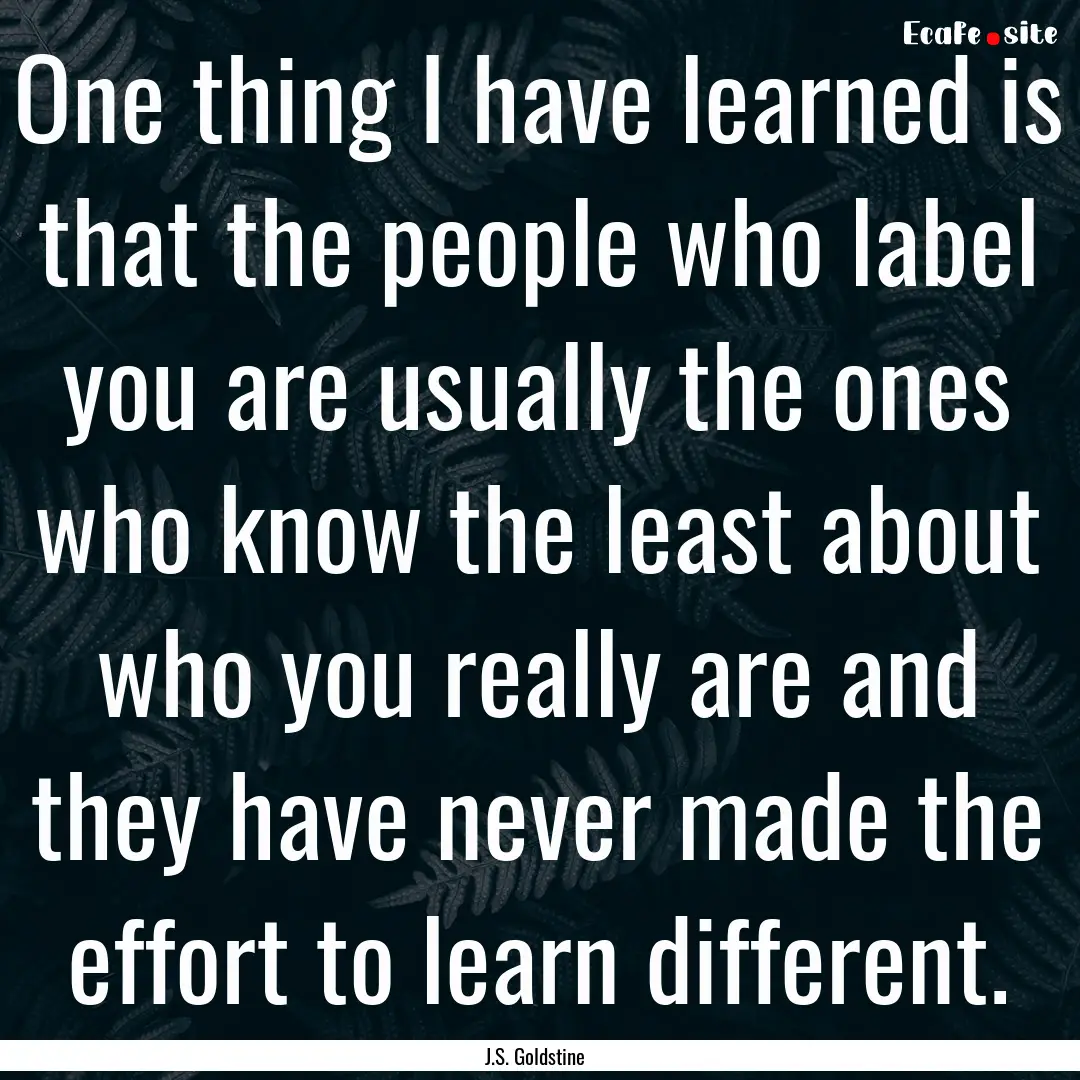 One thing I have learned is that the people.... : Quote by J.S. Goldstine