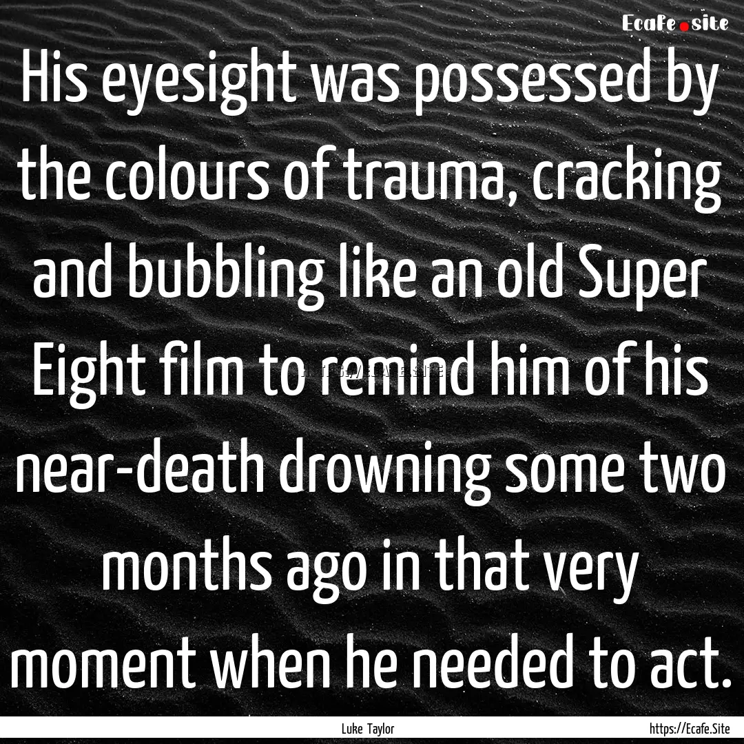 His eyesight was possessed by the colours.... : Quote by Luke Taylor