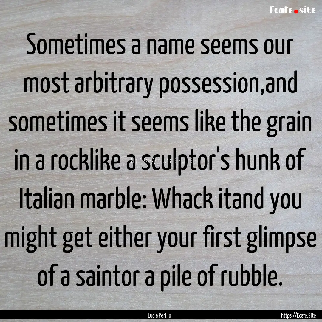 Sometimes a name seems our most arbitrary.... : Quote by Lucia Perillo