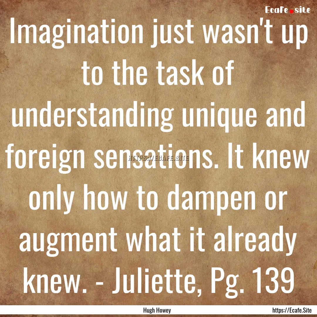 Imagination just wasn't up to the task of.... : Quote by Hugh Howey