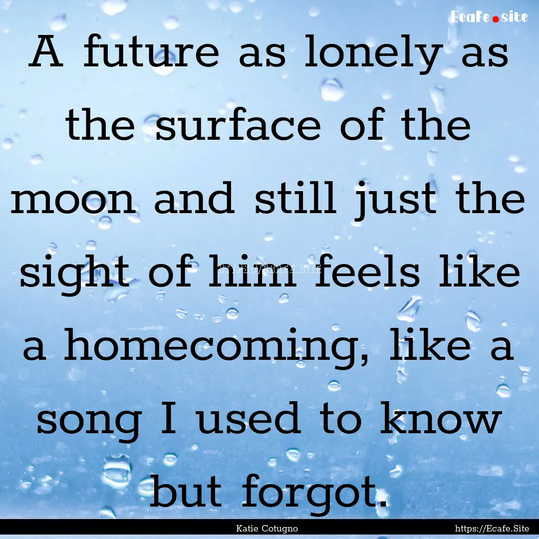 A future as lonely as the surface of the.... : Quote by Katie Cotugno