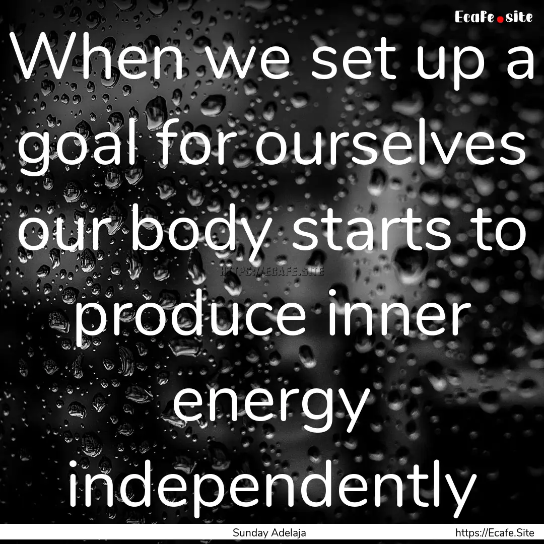 When we set up a goal for ourselves our body.... : Quote by Sunday Adelaja