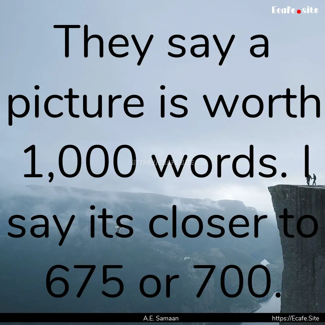 They say a picture is worth 1,000 words..... : Quote by A.E. Samaan